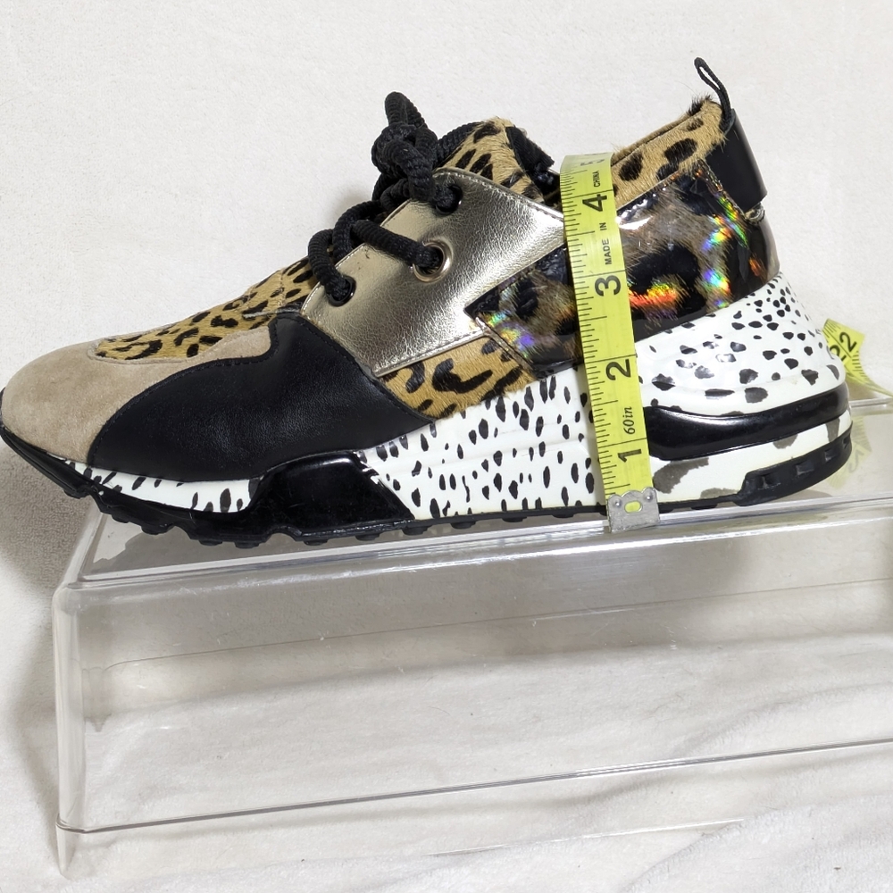 STEVE MADDEN Cliff Sneaker Leather‎ Animal Print Platform Athleisure Sz 8.5 - Picture 8 of 10
